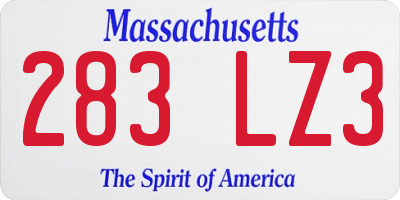 MA license plate 283LZ3