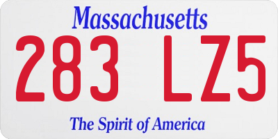 MA license plate 283LZ5