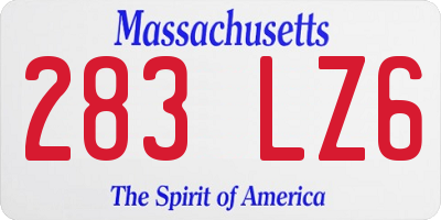 MA license plate 283LZ6