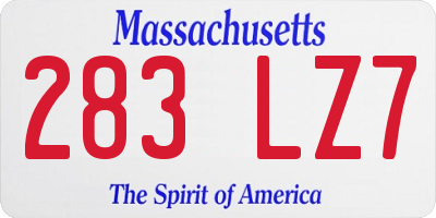 MA license plate 283LZ7
