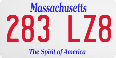 MA license plate 283LZ8