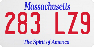 MA license plate 283LZ9