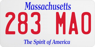 MA license plate 283MA0