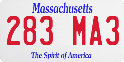 MA license plate 283MA3
