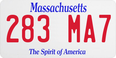 MA license plate 283MA7