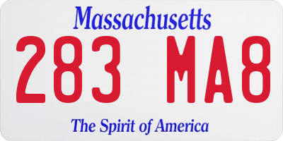 MA license plate 283MA8