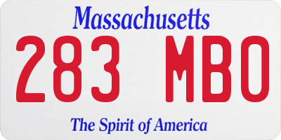 MA license plate 283MB0