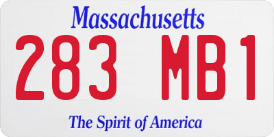 MA license plate 283MB1