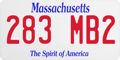 MA license plate 283MB2