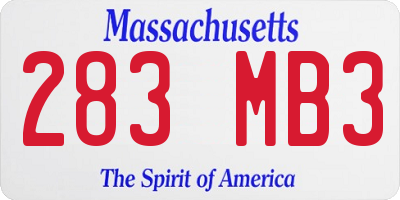 MA license plate 283MB3