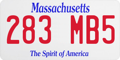 MA license plate 283MB5