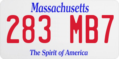 MA license plate 283MB7