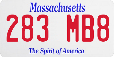 MA license plate 283MB8