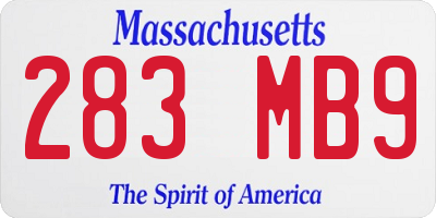 MA license plate 283MB9