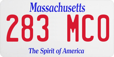 MA license plate 283MC0