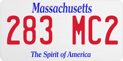 MA license plate 283MC2