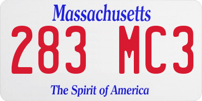 MA license plate 283MC3