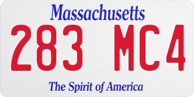 MA license plate 283MC4