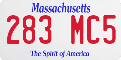 MA license plate 283MC5