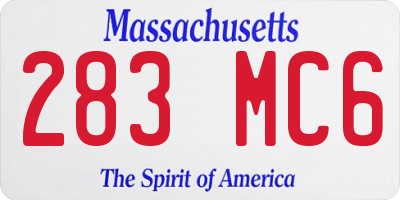 MA license plate 283MC6