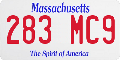 MA license plate 283MC9