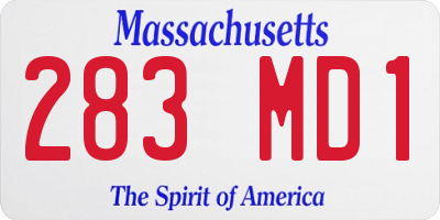 MA license plate 283MD1