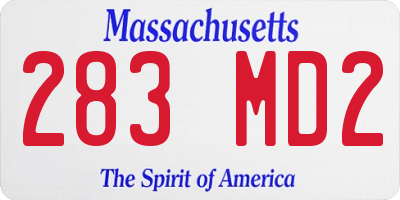MA license plate 283MD2