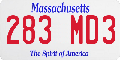 MA license plate 283MD3