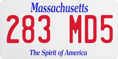 MA license plate 283MD5