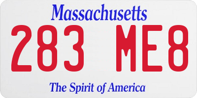 MA license plate 283ME8
