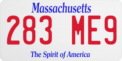 MA license plate 283ME9