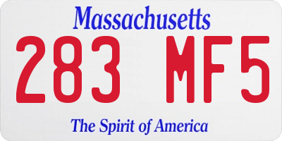 MA license plate 283MF5