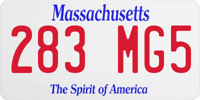 MA license plate 283MG5