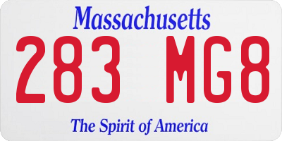 MA license plate 283MG8