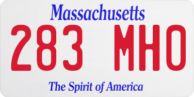 MA license plate 283MH0