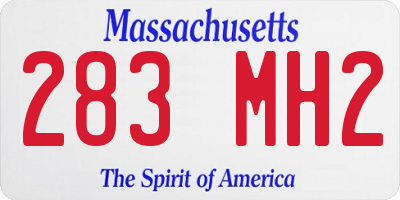 MA license plate 283MH2