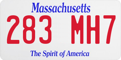 MA license plate 283MH7
