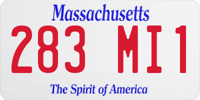 MA license plate 283MI1