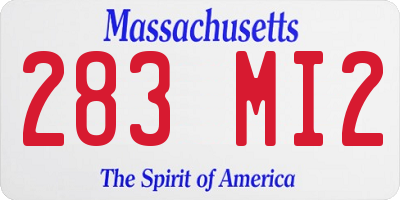MA license plate 283MI2