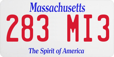 MA license plate 283MI3