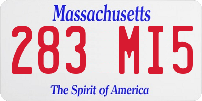 MA license plate 283MI5