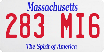 MA license plate 283MI6