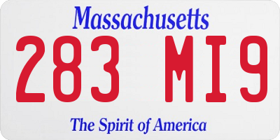 MA license plate 283MI9