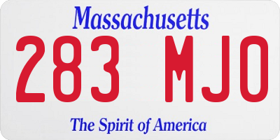 MA license plate 283MJ0