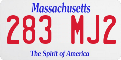MA license plate 283MJ2