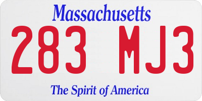 MA license plate 283MJ3
