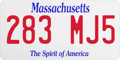 MA license plate 283MJ5
