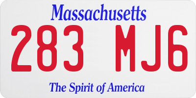 MA license plate 283MJ6