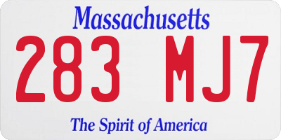 MA license plate 283MJ7