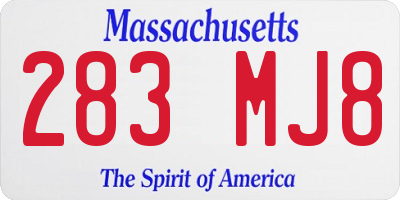 MA license plate 283MJ8